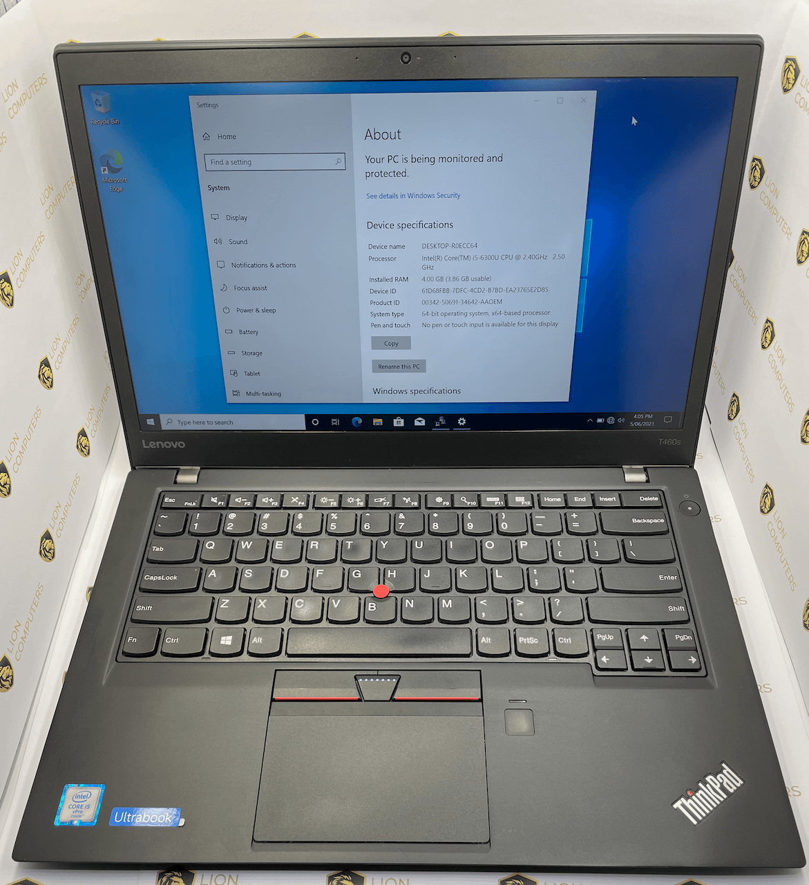 Lenovo ThinkPad T460s - 14" FHD Screen, Core i5-6300U, 4Gb RAM, 192Gb SSD, Windows 10 Pro - Lion Computers